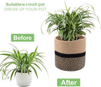 Woven Cotton Rope Plant Basket for 11" Flower Pot Floor Indoor Planters,Storage Organizer Basket Rustic Home Decor (11" x 11",Black and Brown Stripes)