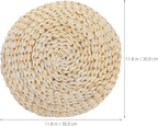 Round Straw Braid Cushion 11.81 Inch Handwoven Yoga Meditating Seat Pad with Breathable Space Cotton Filling for Home Tatami Floor and Windowsill