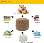 Unstuffed Ottoman Pouf Cover – Round Faux Fur Footstool Plush Floor Pouf (No Filler Included) Perfect for Living Room, Bedroom, or Office Lounge (Coffee, 20x20x15 in)