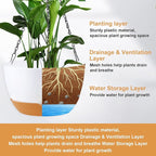 8/10/12 inch Hanging Planters for Indoor Outdoor Plants with Self-Watering Pots, 3 Pack Plastic Hanging Basket with Removable Tray for Home Garden Porch Balcony Patio Decor(White+Black+Green)