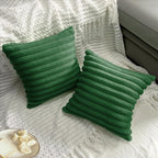 2 Pack 18x18 Pillow Cover Velvet Pillow Covers, Faux Fur Square Throw Pillow Covers for Living Room Decorations Throw Pillow Case, Throw Pillow Cover Cushion Cover for Sofa Bedroom Car, Dark Green