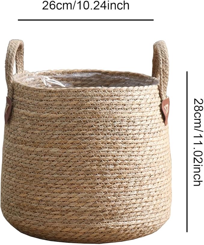 Woven Plant Basket Decorative Storage Basket Large Capacity Flower Pots Plant Container for Lawn Yard Balcony Home Windowsill, S