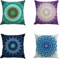 Jartinle Set of 4 Retro Floral Mandala Compass Medallion Bohemian Pillow Covers Boho Decor Hippie Throw Pillows Colorful Decorative for Sofa Couch 18 x 18
