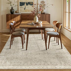 5x7 Area Rugs for Living Room Bedroom, Beige Washable Neutral Rug, Vintage Floral Retro Boho Non Slip & Low Pile Carpet for Dining Room, Classroom, Dorm, Nursery and Kids Room-Beige/Cream