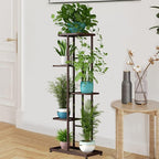 LINZINAR Plant Stand Metal 5 Tier 6 Potted Multiple Flower Pot Holder Shelf Indoor Outdoor Planter Display Shelving Unit for Patio Garden Corner Balcony Living Room (5 Tier 6 Potted, Bronze)
