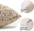 Navy Blue Yellow Floral Pillow Covers 12x20 Set of 2 Vintage Rustic Old Style Cute Small Flower Print Rectangle Decorative Outdoor Pillowcases Farmhouse Throw Cushion Case Decor for Couch Sofa Bed