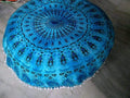 32 Inches Round Mandala Floor Pillow Throw Living Room Decor Round Seating Pouf Cover (Turquoise)