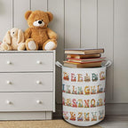 Kids Nursery Laundry Basket, Toybox for Girls Boys, Alphabets Trains Transportation Laundry Basket Hamper Waterproof Collapsible Storage Bin Organizer for Bedroom Bathroom Kids Room Clothes Toys