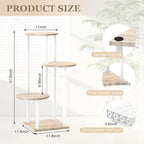 4 Tier White Metal Wooden Tall Plant Stand Indoor Shelf Flower Pot Holder for Multiple Plants, Corner Display Rack for Living Room Balcony Patio Garden