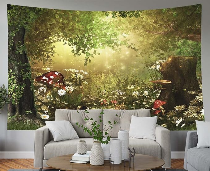 EMMTEEY Forest Tapestry - Magical Fairy Tale Woodland Tapestry for College Dorm - 80x60