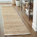 Chardin home 2x7 Jute Cotton Hand Woven Runner Rug | Braided Hallway Rug, Boho Rustic Style, Natural Jute/Ivory | Farmhouse Vintage Rugs for Entryway, Hallway, Foyer, or Kitchen