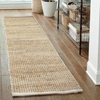 Chardin home 2x7 Jute Cotton Hand Woven Runner Rug | Braided Hallway Rug, Boho Rustic Style, Natural Jute/Ivory | Farmhouse Vintage Rugs for Entryway, Hallway, Foyer, or Kitchen