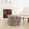 Asuprui Fluffy Flower Pouf Ottoman Cover Only – 20"x14" Round Plush Fuzzy Pouf Shell for Footrest, Stool or Floor Seat, Soft Removable Home Decor (No Insert Included) (Coffee)