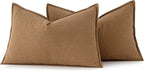 MIULEE Decorative Linen Lumbar Pillow Covers 12x20 Inch Brown Boho Farmhouse Neutral Couch Throw Pillows for Bed Pack of 2 Accent Modern Pillowcase Sofa Livingroom Home Decor