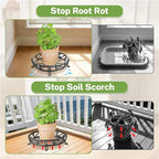 iDavosic.ly 2-Pack Metal Plant Stands for Outdoor Indoor, 11-Inch Wide Rust-proof Iron Heavy Duty Flower Pot Holder for Patio Garden Porch Living Room, Modern Black