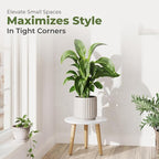 Leaf&lull Plant Stand Indoor Small Plant Table for Large Plants Wood Plant Stool Tall Plant Holder for Living Room Bedroom Balcony White