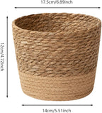 Seagrass Planter Basket, Plant Pot Succulent Organizer, Indoor Boho Woven Storage Basket with Drainage Holes for Indoor Plants, Outdoor Garden, Balcony, Patio (Khaki M)