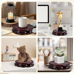 Yoiemivy 2 Pack Wooden Plant Stand for Table Wood Riser for Decor Small Vase Stand Chinese Planter Stands for Display Statue Oriental Style Indoor Plant Pot Pedestal Stand (4.5 Inch)