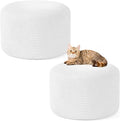 2PCS 20 * 20 * 12inch Unstuffed Ottoman Pouf Cover Unfillable Pouf Cover Foot Rest with Storage Corduroy Round Foot Stool Covers for Living Room Bedroom Home Decor,White