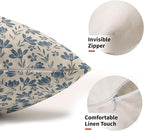 Light Blue Floral Pillow Covers 12x20 Set of 2 Vintage Rustic Old Style Cute Small Flower Blue Cream Print Decorative Outdoor Pillowcases Farmhouse Throw Cushion Case Decor for Couch Sofa Bed