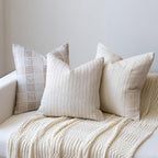 Decorative Neutral Throw Pillow Covers 18x18 Farmhouse Pillow Covers Cotton Stripe Cushion Covers Home Decor for Sofa Couch Living Room Bedroom 1PC, Pinstripe