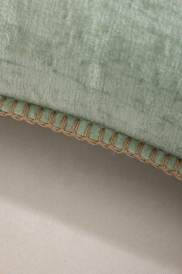 Decorative Throw Pillow Covers Pack of 2, 18x18 In Chenille Soft Pillow Covers with Stitched Edge, Farmhouse Neutral Euro Decorative Pillows for Bed Couch Sofa Home Decor Living Room,Green