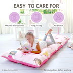 Butterfly Craze Floor Pillow Case - Lounger Support & Guest Bed Setup - Machine Washable Cover for Studio Apartment Essentials - Adjustable Floor Seating for Kids & Adults - Queen, Pink Ballerina