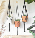 Macrame Kit-Black Edition-Makes 3 Macrame Plant Hangers with Easy to Follow Instructions for Adult Beginners - Includes 109 Yards 3mm Cotton Macrame Cord, Wooden Beads & Custom Instruction Booklet