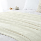Chenille Throw Blanket for Couch 50"X 60", Soft Cozy Throws with Fringe Tassel for Bed Sofa Chair Cover, Lightweight Knitted Decorative Boho Blankets for Living Room, Ivory White
