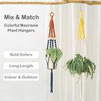 Large Macrame Plant Hangers Indoor & Outdoor (37.4”) Boho Two-Tone Colored Hanging Planters for Indoor Plants, Macrame Wall Hanging Decor for Flower Pots & Baskets (Pots Not Included)