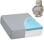 Shinnwa Gel Memory Foam Recliner Cushion for Elderly, Extra Large Seat Cushion, Dual-Layer Foam Chair Pad for Couch, Armchair, Wicker Chairs, Floor, 20 × 20 × 5in, Light Gray