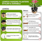Set of 2 Hanging Planters for Indoor Plants with Self Watering Includes Hanging Pots and 2 Types Plant Hangers, Outdoor Hanging Baskets Holder for Home Garden, 10 Inch Midnight Black