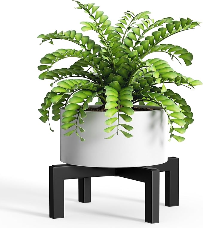 Plant Stand Holder Single Plant Riser For Indoor Outdoor Flower Pot Stand Tall 3.6 IN Metal Black