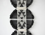 Flber Macrame Wall Hanging black and white Boho Wall Decor Art Living room wall art Round Handmade Geometric Lines Home Décor 11.8W x 65L