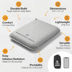 Whispering Winds Inflatable Seat Cushion - Comfortable Blow-up Foam Pad for Airplane, Travel, Stadium, Outdoors, Camping, Car & More