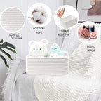 COMFY-HOMI 13" x 8.5" x 5.1" Storage Baskets for Organizing | Cotton Rope Woven Basket | Toy Storage Bin Box | Basket for Shelves, Closet Organizer Bin, Decorative Closet Shelf, 1 Pack, All white