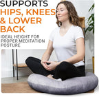 Cheer Collection Extra Large Floor Pillow, 32" Round Meditation Cushion, Oversized Yoga Pillow & Floor Cushions for Adults, Floor Pillows for Sitting, Meditation, and Seat Cushion -Grey