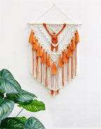 BMIDRUT Hanging Macrame Tapestry Woven Boho Wall Art Handmade Macrame Tapestry Home Wall Decor Wall Pediment 18x30 Inch (Orange)