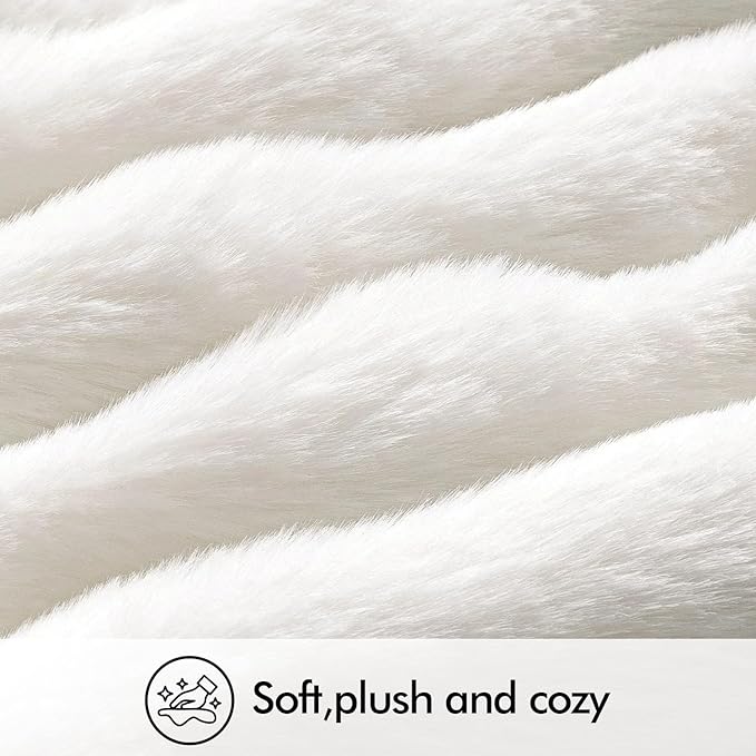 MIULEE Faux Fur Pillow Covers Thick Soft Plush Throw Pillows Luxury Spring Home Decor for Couch Bedroom Living Room Sofa,20x20 Inch Pack of 2 White