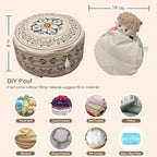 MOCOFO Round Bohemian Ottoman Pouf Cover, 18 Inch, Cotton Blend, Church Window Print, Living Room Storage Footrest, Cover Only (Little Wild)