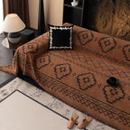 ROOMLIFE Brown Couch Cover 3 Cushion Sofa, Washable Non Slip Furniture Sofa Protector Cover, Soft Chenille Sofa Slipcovers Sectional L Shape Dogs Couch Cover Throw Blanket with Tassels 71''X118''