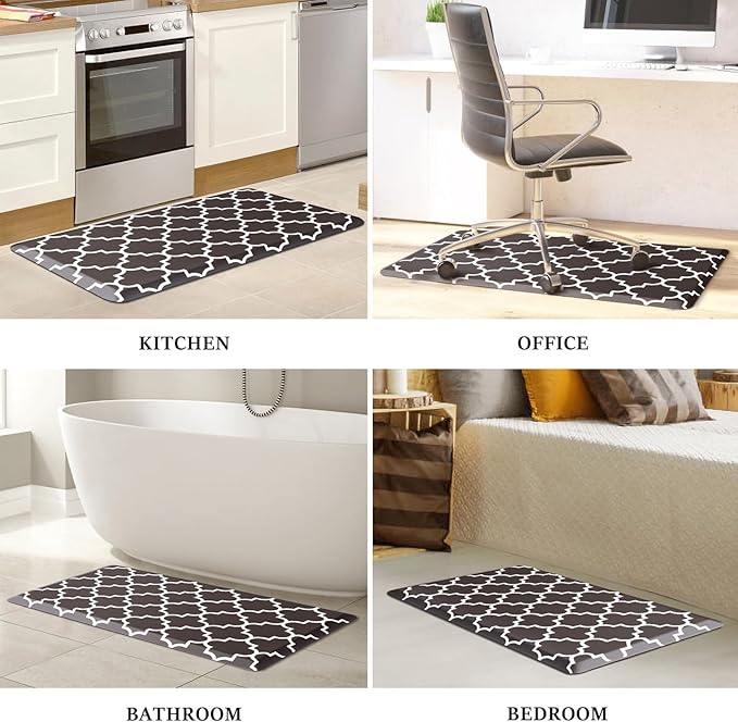 WISELIFE Anti Fatigue Floor Mat - 4/5 Inch Thick Kitchen Mat Non Slip Waterproof Heavy Duty Ergonomic Comfort Mat Durable for Home, Office, Sink, Laundry,(20" x 39", Chocolate)