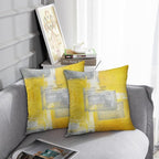 Britimes Throw Pillow Covers Modern Home Art Decor, 16 x 16 Inches Set of 2 Pillow Cases Decorative, Abstract Oil Painting Pillowcases for Bedroom, Living Room, Cushion Couch Sofa, Yellow Grey