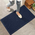 Sturdy Front Door Mat, Absorbent Muddy Dirt Resist Welcome Door Mats Outdoor Indoor, Stain and Fade Resistant, Non-Slip Backing Entry Mat Low Profile Doormat for Entryway, 29×17, Blue