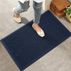 Sturdy Front Door Mat, Absorbent Muddy Dirt Resist Welcome Door Mats Outdoor Indoor, Stain and Fade Resistant, Non-Slip Backing Entry Mat Low Profile Doormat for Entryway, 36×24, Blue