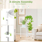 iDavosic.ly Plant Stand Indoor Outdoor, 3 Tier Corner Metal Flower Display Holder Shelf, Folding Tall Orchid Rack for Patio Balcony Porch Garden Living Room House, White