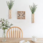 Wall Planter for Indoor Plants, 2 Pack Geometric Hanging Planter, Wood Wall Vase for Decor Artificial Flower Plants, Boho Wall Decor for Living Room, Bedroom (Light Color)