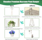 Macrame Plant Hanger, Hanging Planter Basket with Wood Beads, Decorative Boho Flower Pot Holder for Indoor and Outdoor, Ivory, 35 Inch Set of 2 (POTS NOT Included)