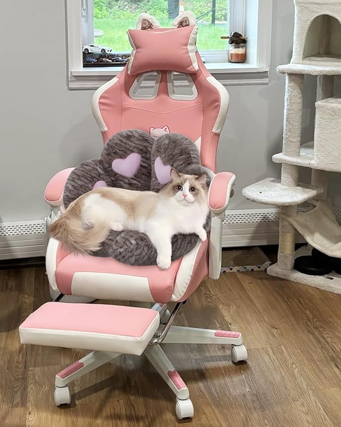 MOONBEEKI Cat Paw Cushion Chair Comfy Kawaii Plush Seat Cushions Shape Lazy Pillow for Gamer Chair 28"x 24" Cozy Floor Cute Seat Kawaii for Girl Worker Gift, Dining Room Bedroom Decorate （Chocolate）
