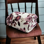Home Decor Floral Fleece Throw Blankets: Soft Plush Liv Flower Garden Accent for Sofa Couch, Blush Pink Blue Purple Burgundy White